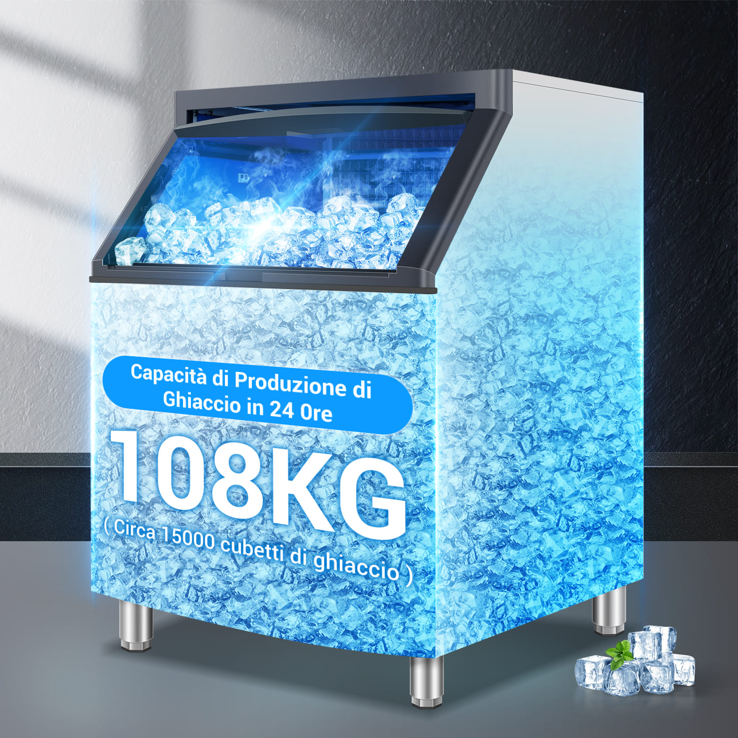 Leevot CIM-1400F Fabbricatore di Ghiaccio da Sottobanco - Grado Commerciale, Raffreddato ad Aria, Perfetto per Bar, Uffici e Caffetterie