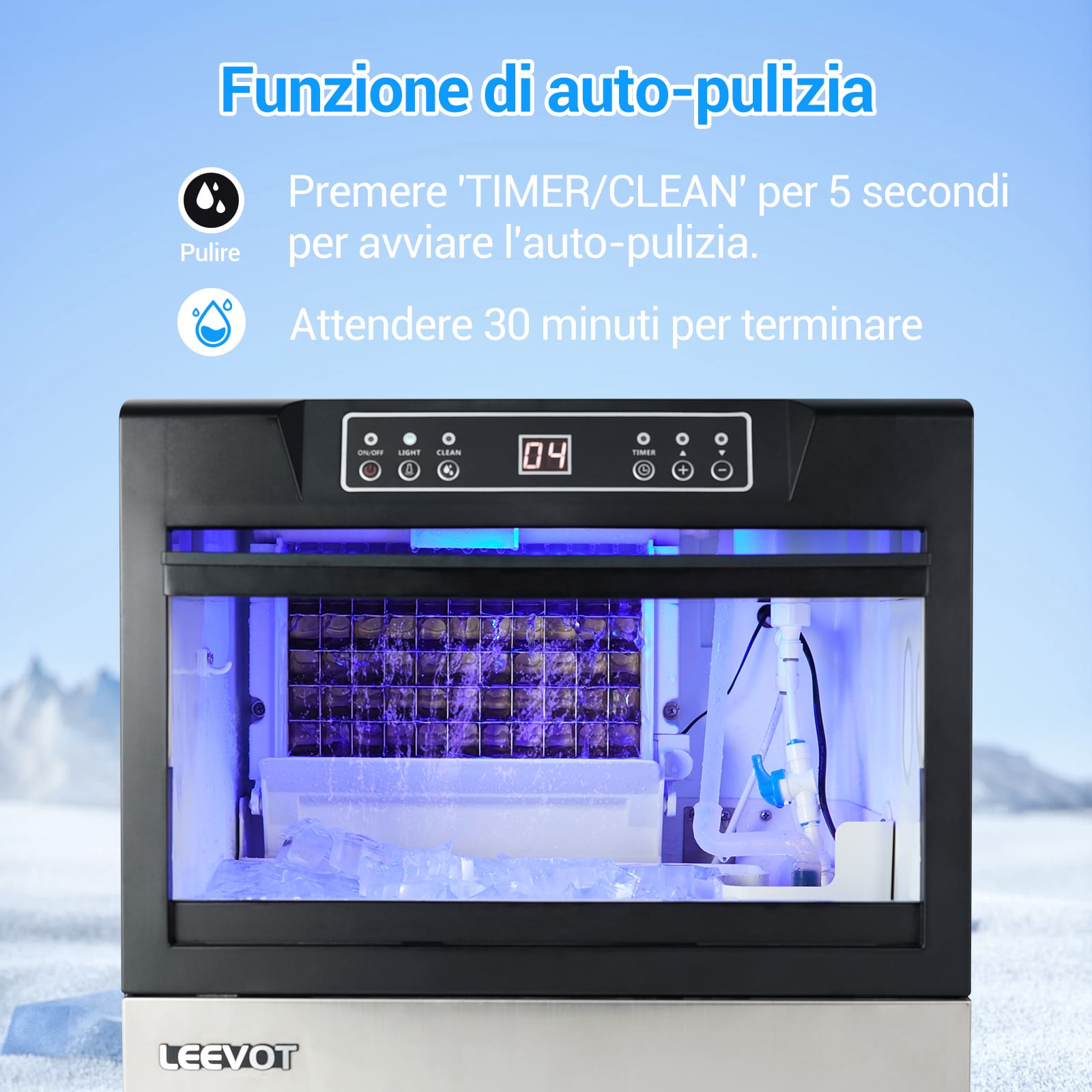 Leevot CIM-550F Fabbricatore di Ghiaccio da Sottobanco - Grado Commerciale, Raffreddato ad Aria, Perfetto per Bar, Uffici e Caffetterie