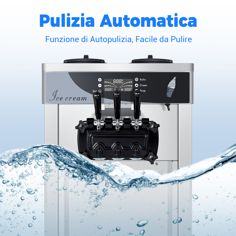 Leevot Macchina per Gelato Soft Serve da Banco con 2 Tramogge e 3 Dispenser per Ristoranti e Snack Bar