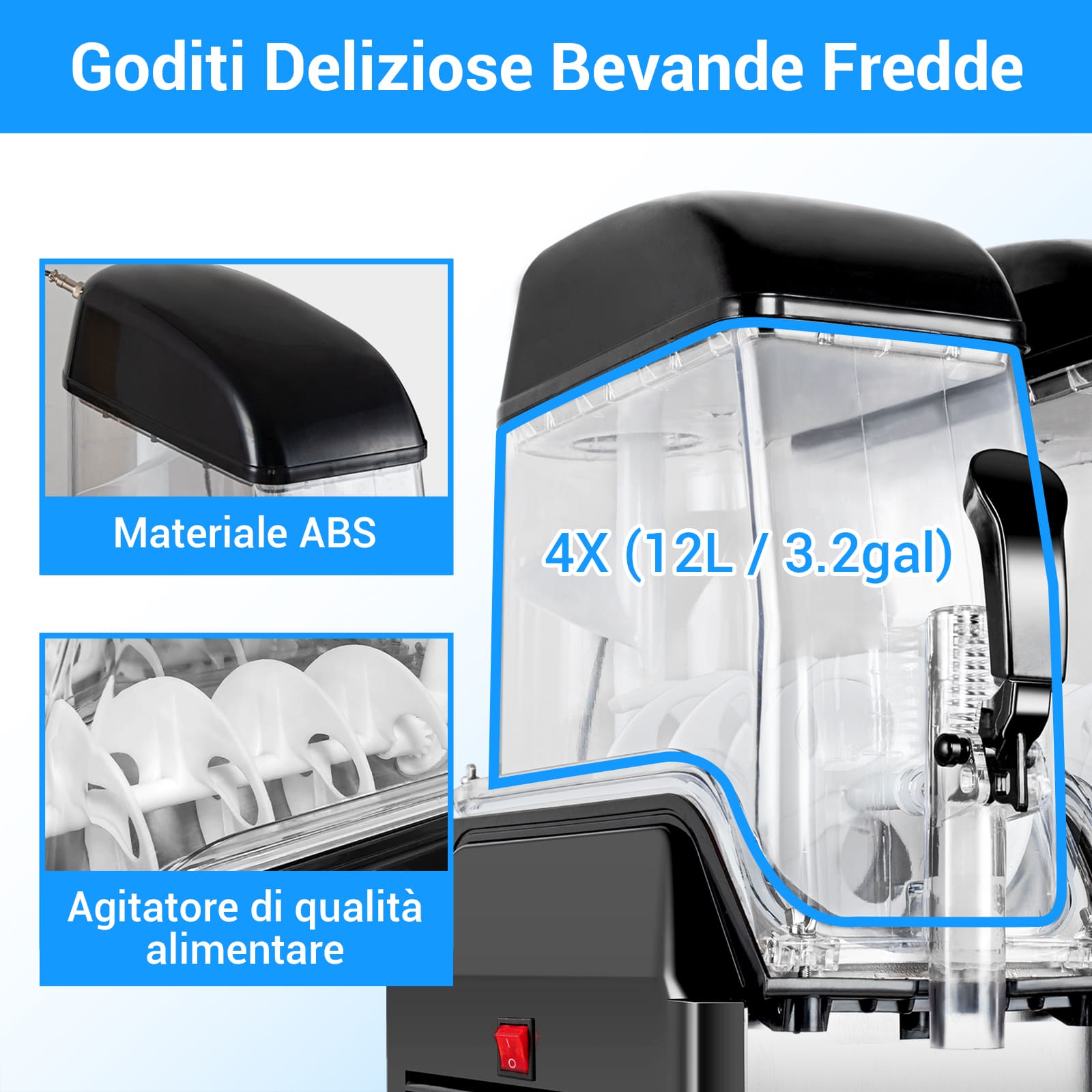 LEEVOT Macchina per Granite Commerciale con Quattro Vasche da 12L - Fabbricatore di Bevande Ghiacciate in Acciaio Inossidabile per Ristoranti e Bar