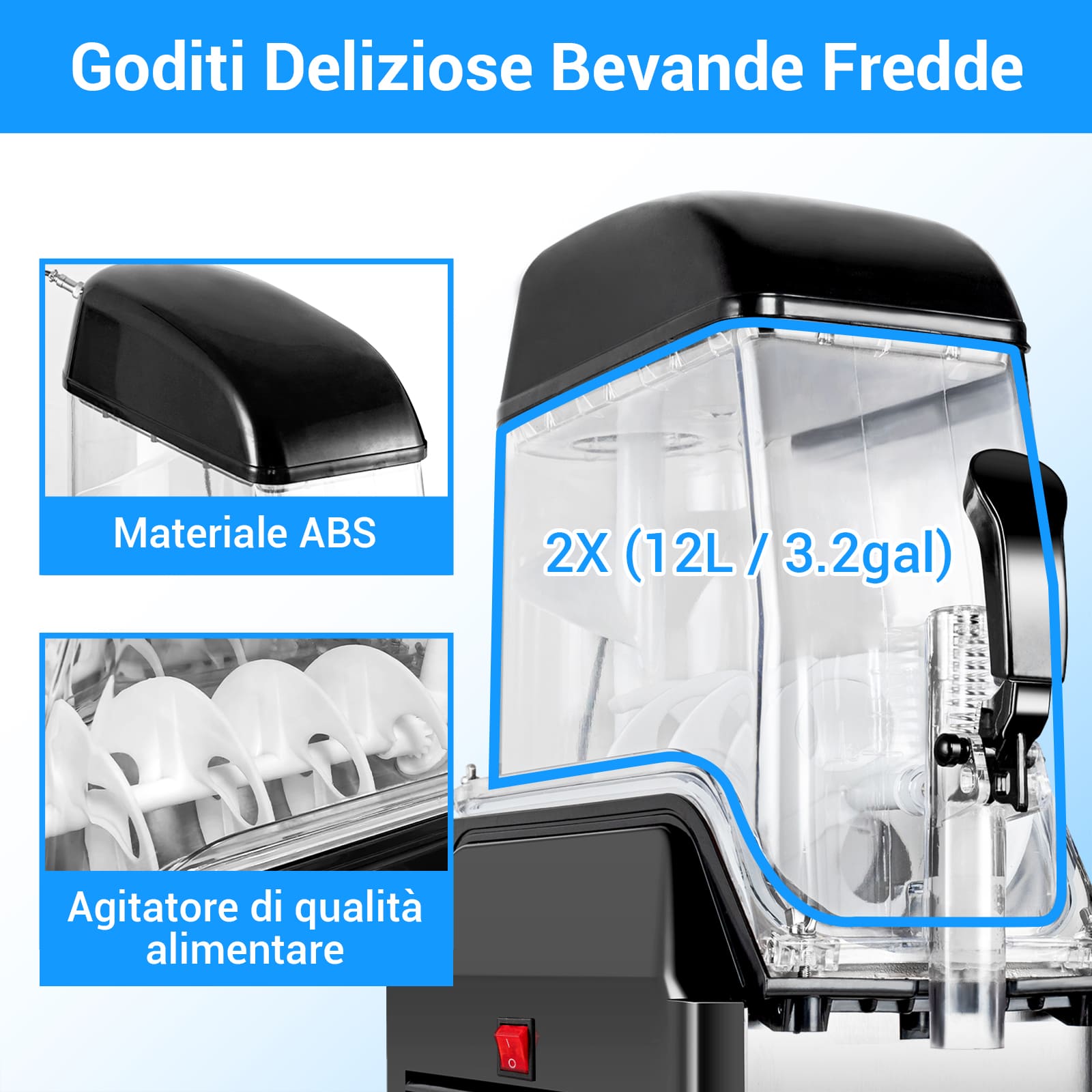 LEEVOT Macchina per Granite Commerciale a Doppia Vasca da 12L*2 - Fabbricatore di Bevande Ghiacciate in Acciaio Inossidabile per Ristoranti e Bar