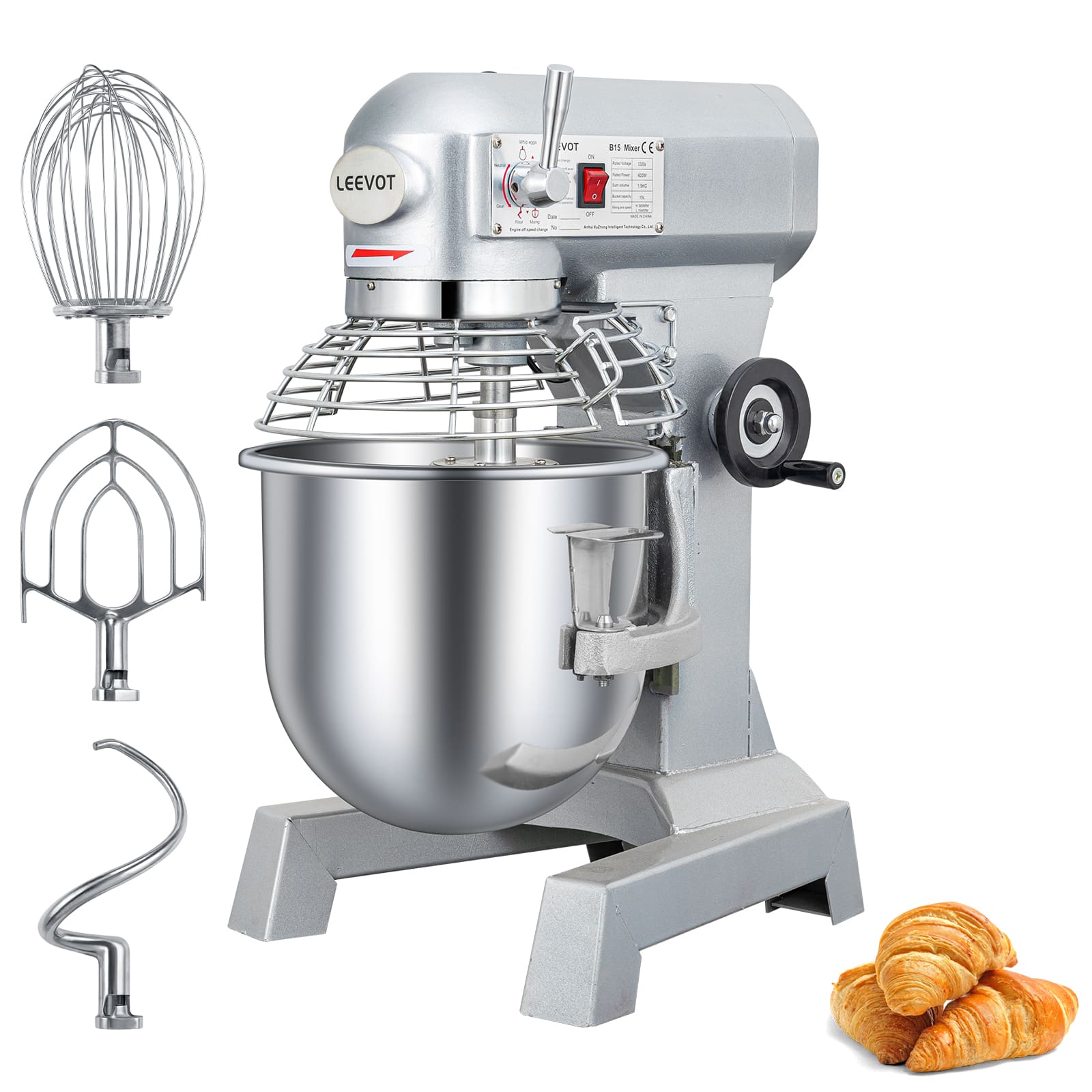 Leevot Mixer da 15Qt. Robusto - Prestazioni Affidabili per Panifici e Pizzerie