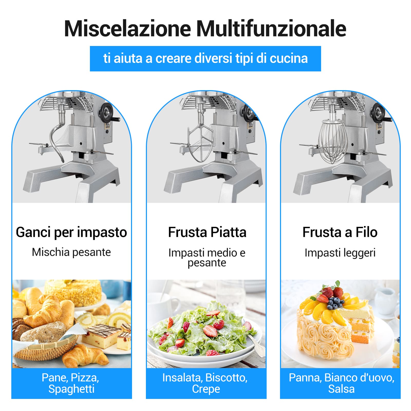 Leevot Mixer da 15Qt. Robusto - Prestazioni Affidabili per Panifici e Pizzerie