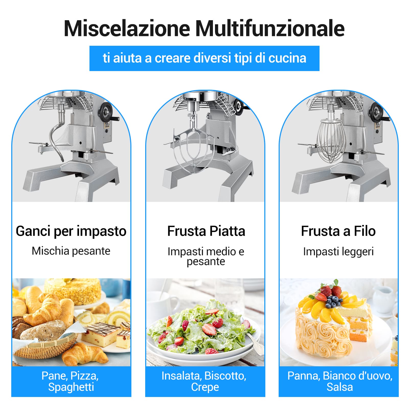 Leevot mixer professionale 20 L. - Funzione di Temporizzazione, Mixer Elettrico da Banco Robusto con Protezione e Accessori Standard