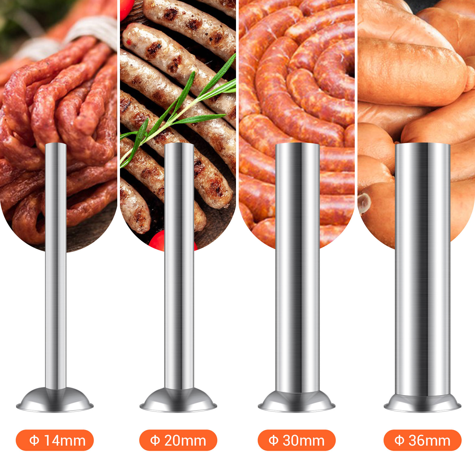 Leevot 5 Litri Insaccatrice Manuale Verticale - Acciaio Inox, 2 Velocità, 4 Tubetti di Riempimento
