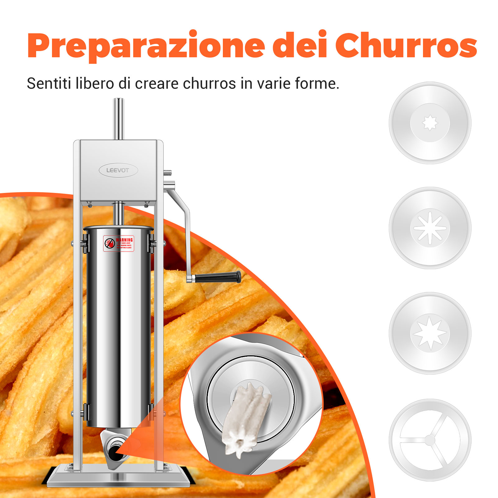 Leevot 7 Litri Insaccatrice Verticale Manuale - Acciaio Inox, 2 Velocità, 4 Tubetti di Riempimento