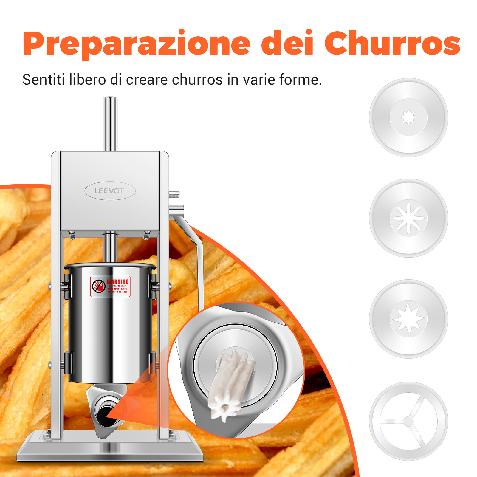 Leevot Insaccatrice Manuale Verticale da 3 Litri - Acciaio Inossidabile, 2 Velocità, 4 Tubetti di Riempimento