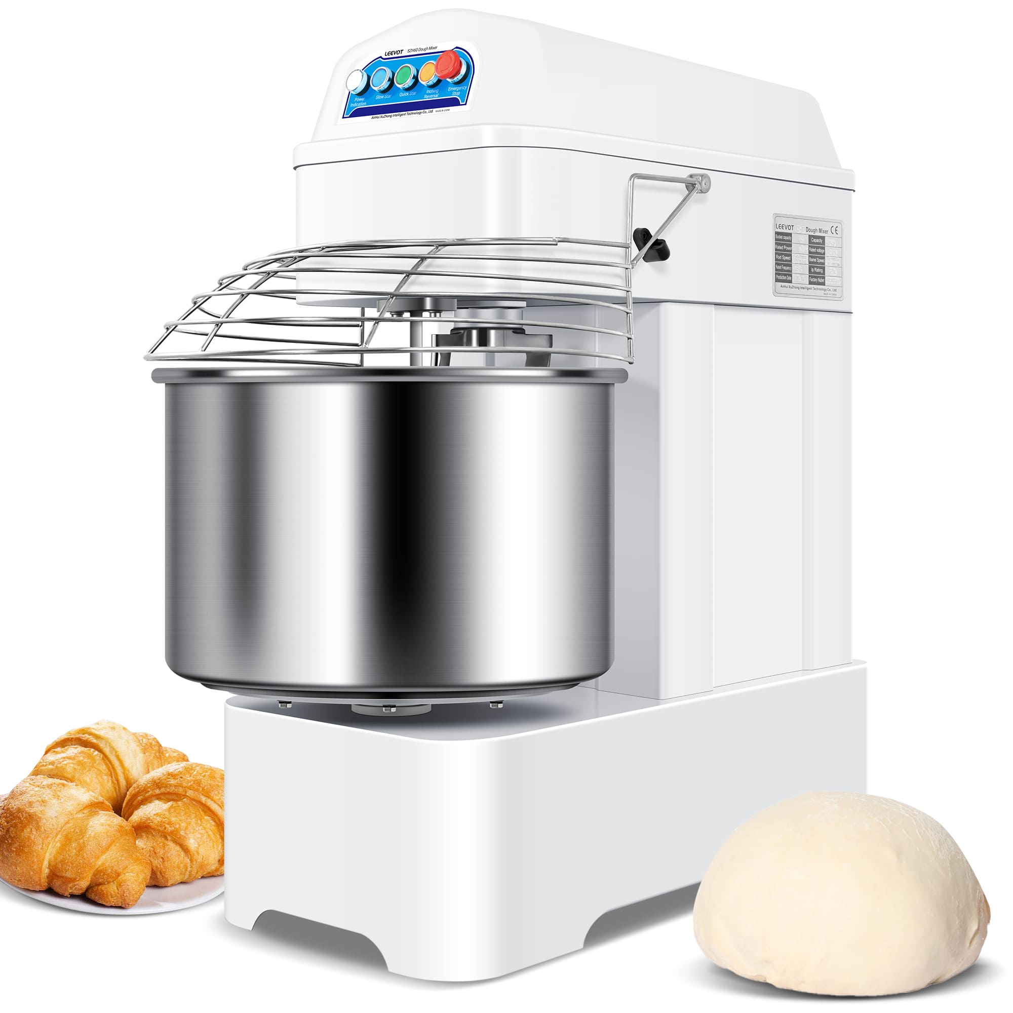 Leevot Impastatrice a Spirale Professionale da 60L – Capacità Elevata, Doppia Rotazione e Sicurezza Avanzata per Cucine e Panifici