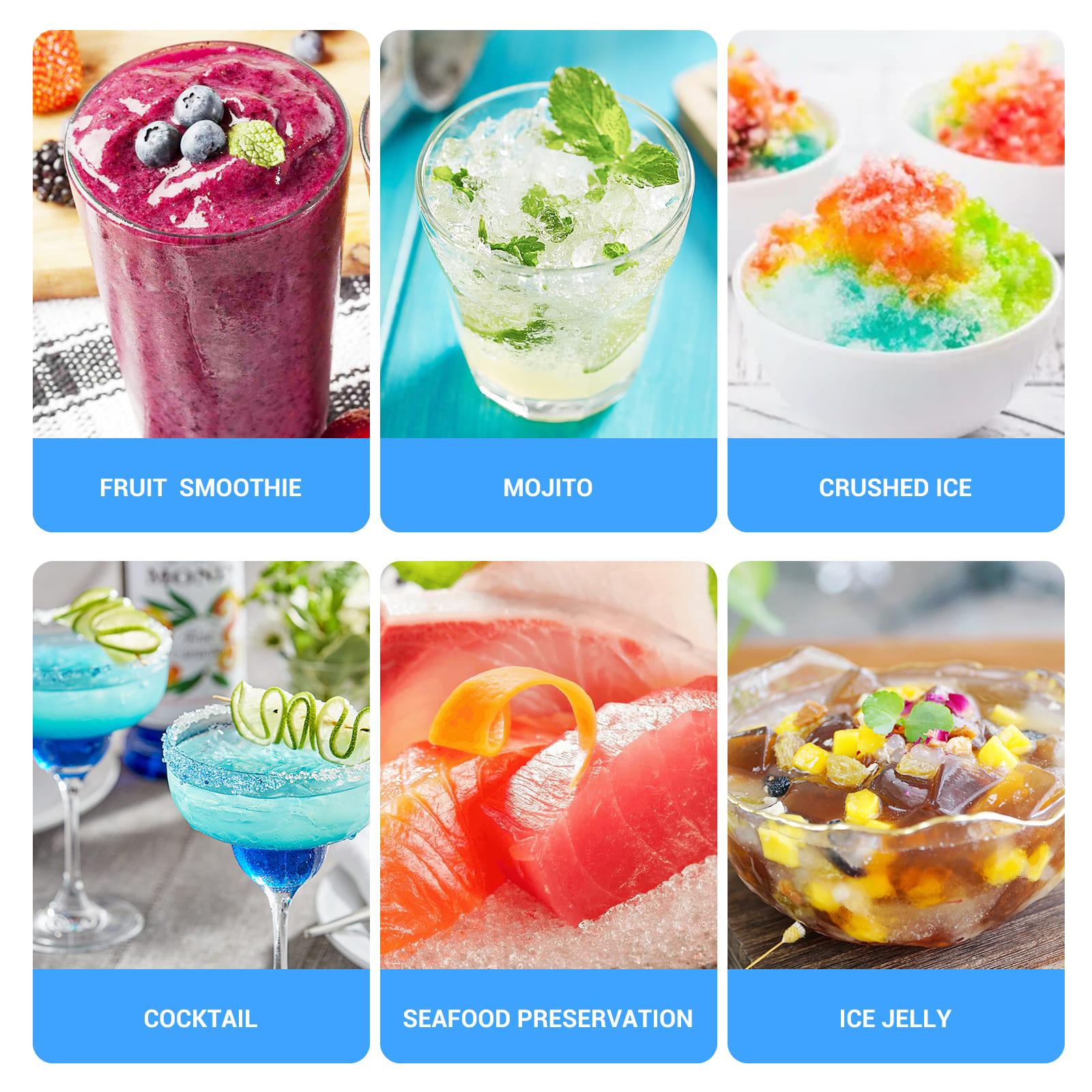 LEEVOT Macchina per Coni di Neve ad Alta Capacità - Tritaghiaccio 85 kg/h con Motore 2200 RPM, Sicurezza Avanzata e Design Robusto in Acciaio Inossidabile